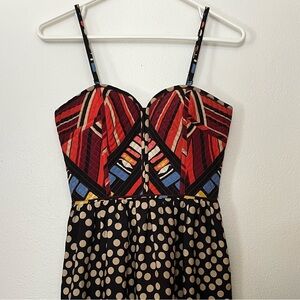 Miss Me Strapless Dress with Red and Black Pattern